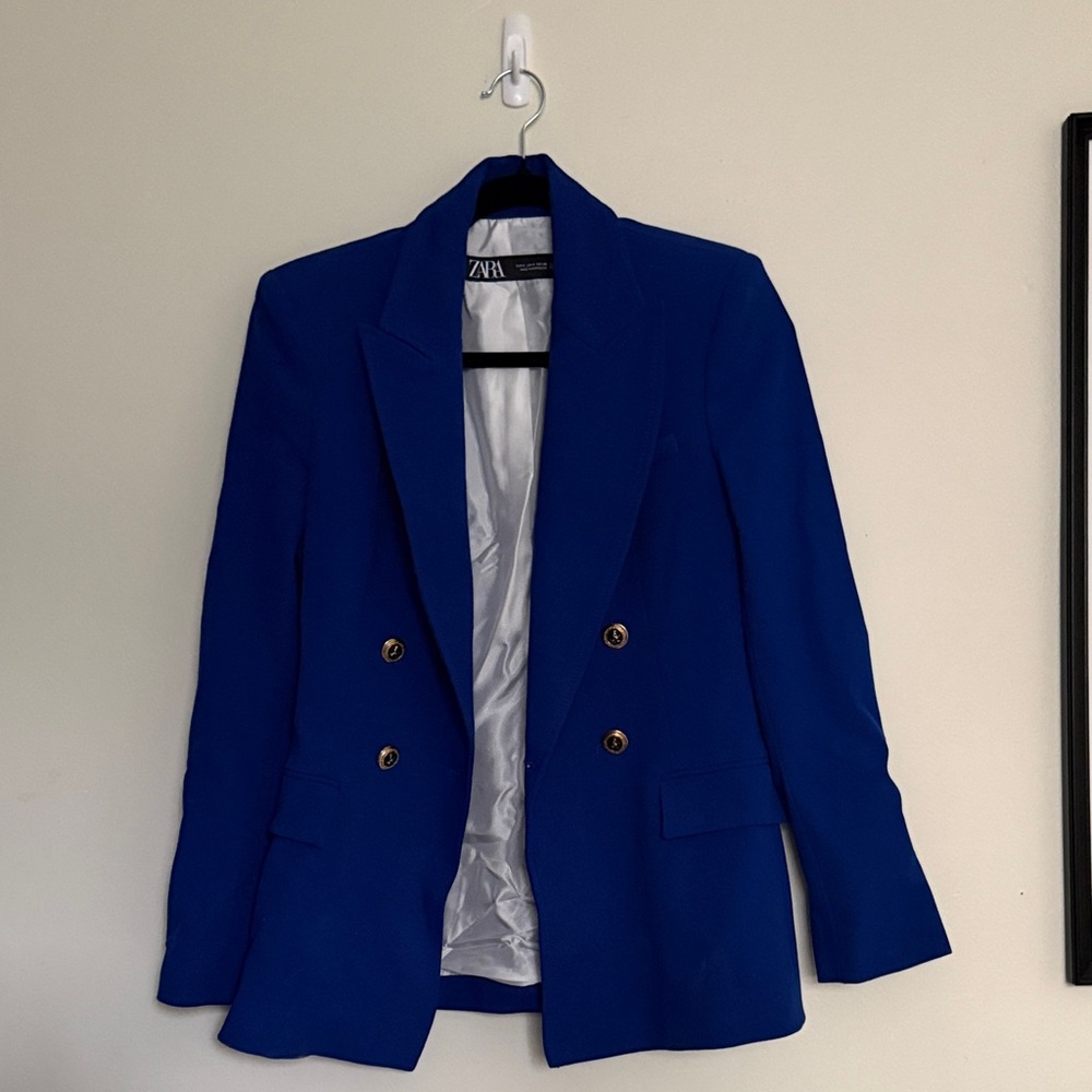 Zara Royal Blue Blazer with Gold Buttons